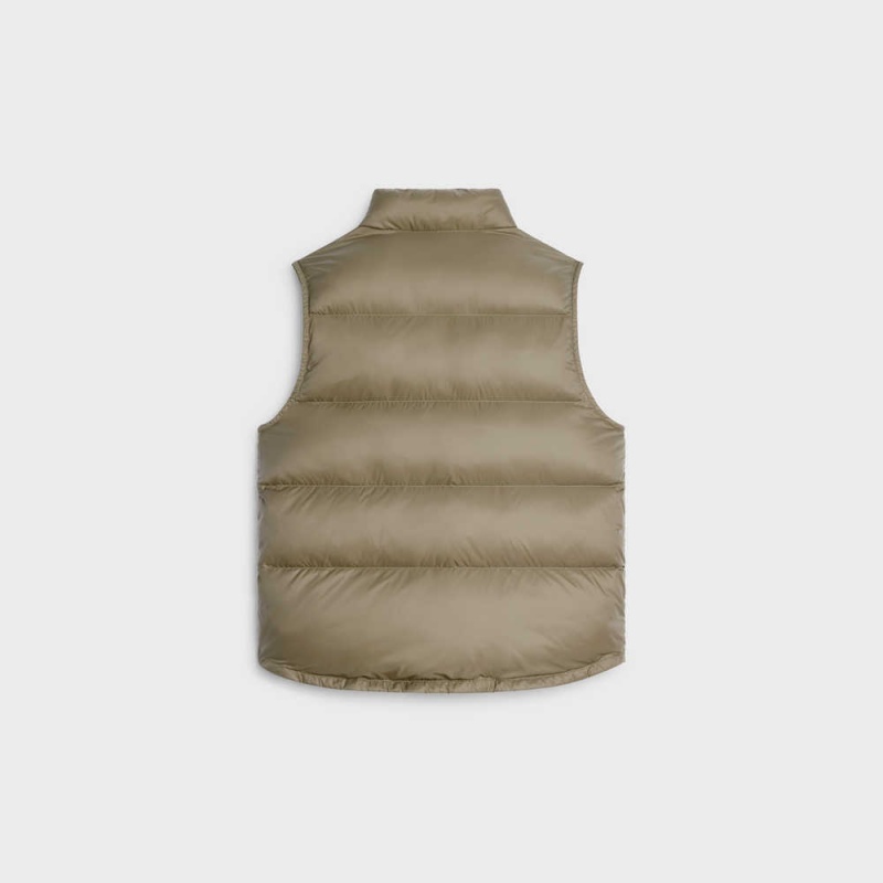 Celine Gewatteerd Vest In Lichtgewicht Nylon Jassen Khaki | CL-592683