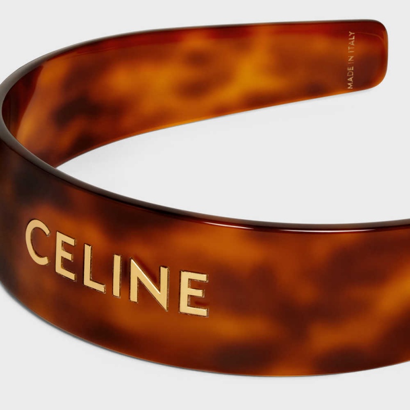 Celine Headband In Blond Havana Acetate And Brass With Gold Finish Haaraccessoires Goud | CL-592337