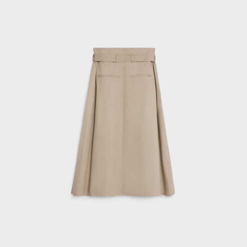 Celine High-waisted In Lichtgewicht Gabardine Rokken Beige | CL-592879