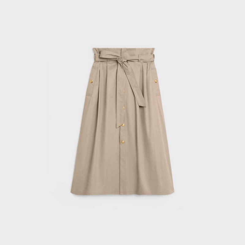 Celine High-waisted In Lichtgewicht Gabardine Rokken Beige | CL-592879