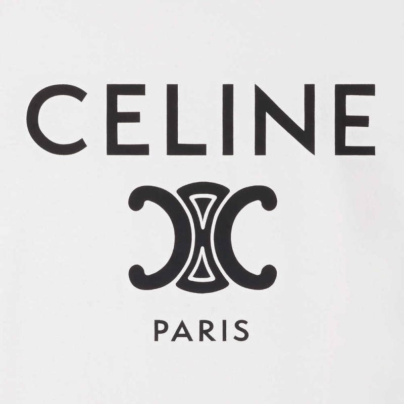 Celine In Katoenen Jersey T-shirt Wit Donkerblauw Zwart | CL-592783