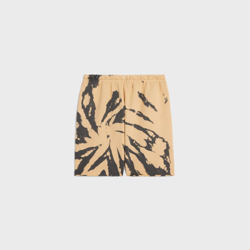 Celine In Tie-dye Katoenen Fleece Korte Broek Grijs Beige Zwart | CL-592079