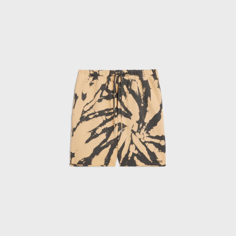 Celine In Tie-dye Katoenen Fleece Korte Broek Grijs Beige Zwart | CL-592079