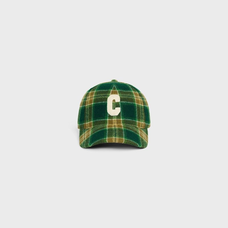 Celine Initial Snapback In Checked Wol Pet Gekleurd | CL-591698