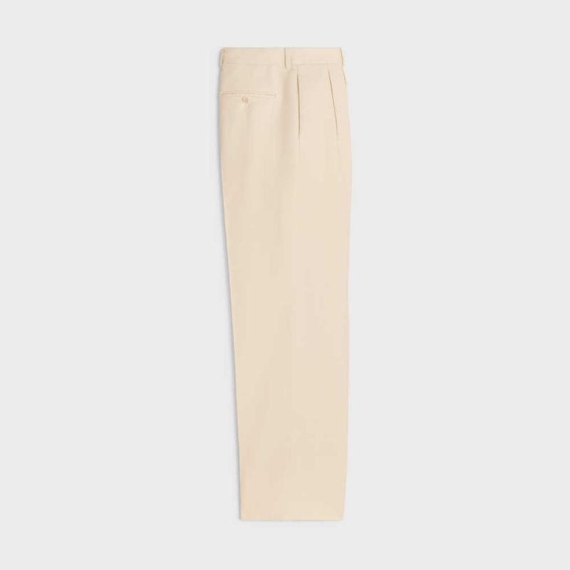 Celine Jude Double-pleated In Silk Panama Broek Wit | CL-592738