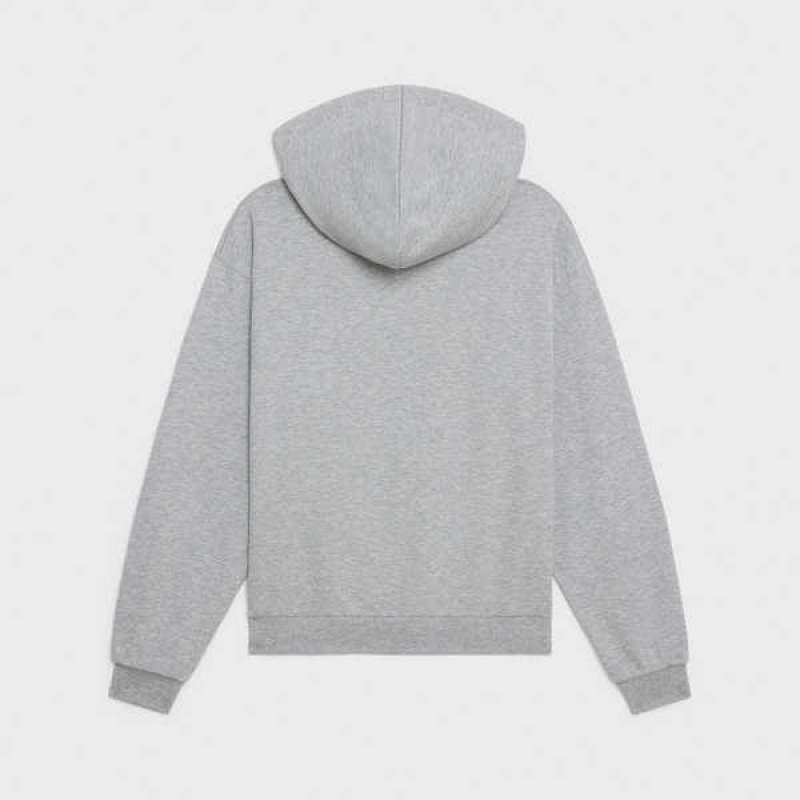 Celine Katoenen/Cashmere Triomphe Hoodie Sweatshirts Grijs Wit | CL-592805