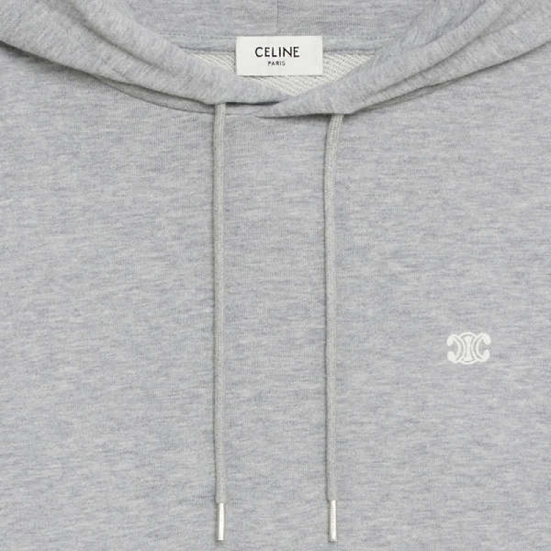 Celine Katoenen/Cashmere Triomphe Hoodie Sweatshirts Grijs Wit | CL-592805