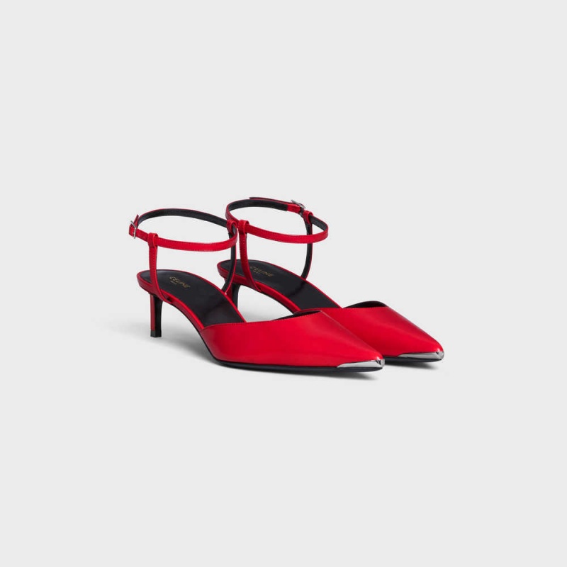 Celine Kitten With Metal Neus In Kidskin Hakken Rood | CL-592566