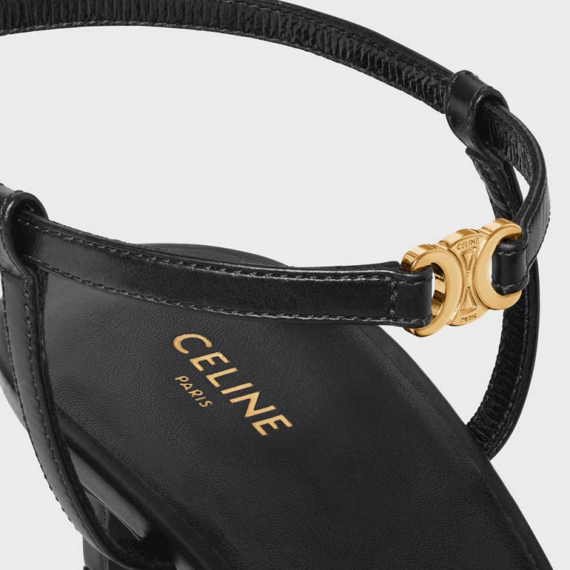 Celine Kitten With Riemen Triomphe In Calfskin Gold Finishing Hakken Zwart | CL-592559