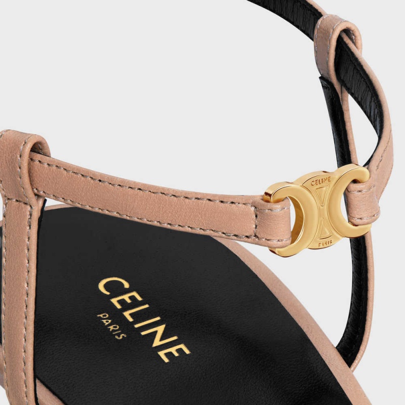 Celine Kitten With Riemen Triomphe In Lambskin Hakken Beige Roze | CL-592560