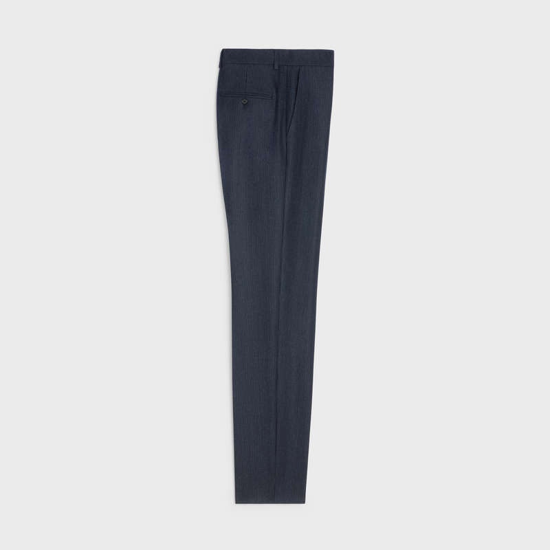 Celine Klassieke Gestreept Flannel Broek Donkerblauw | CL-592026