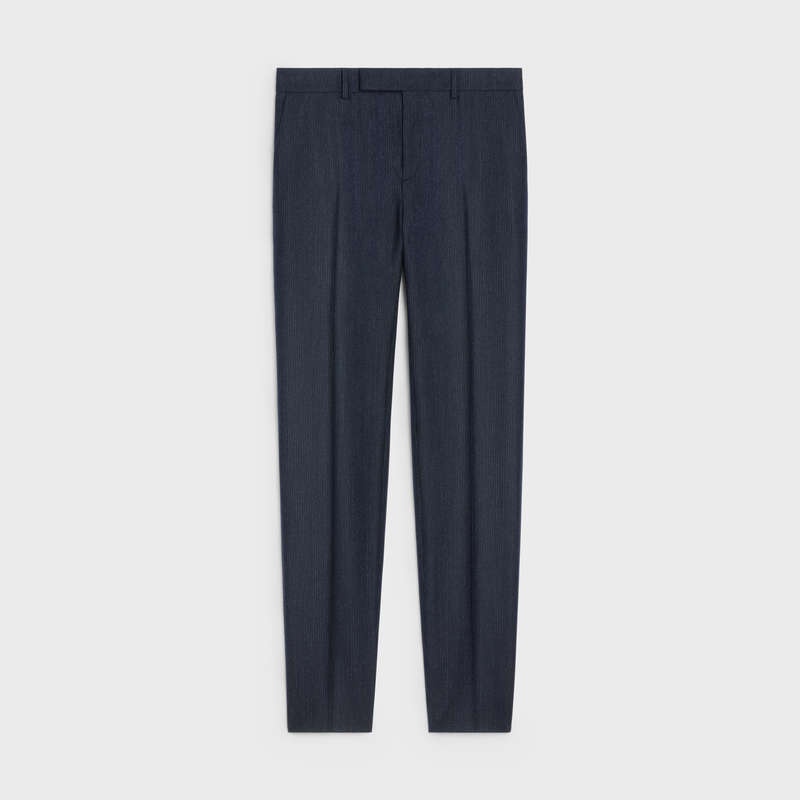 Celine Klassieke Gestreept Flannel Broek Donkerblauw | CL-592026