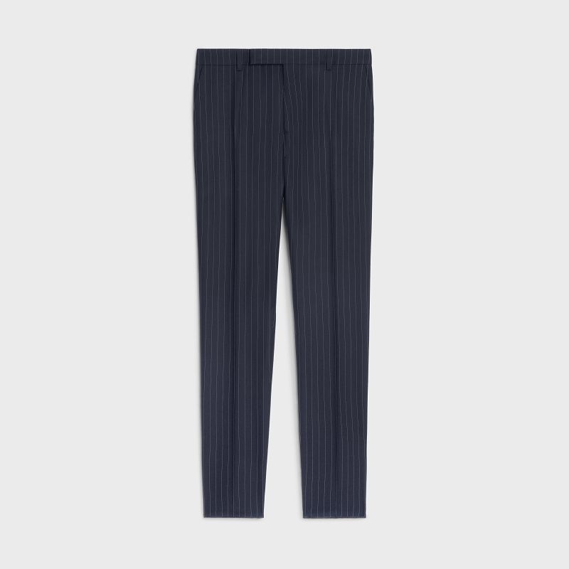 Celine Klassieke In Gestreept Cashmere Wol Broek Blauw | CL-592025