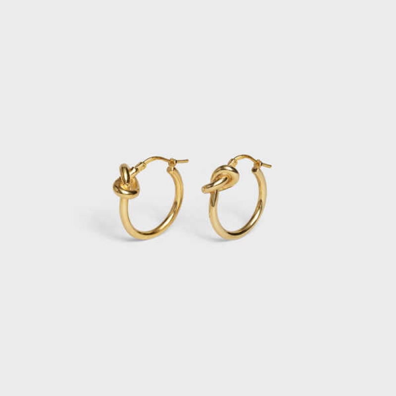 Celine Knot Small Hoops In Brass With Gold Finish Oorbellen Goud | CL-592311