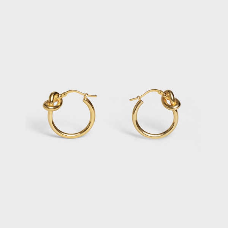 Celine Knot Small Hoops In Brass With Gold Finish Oorbellen Goud | CL-592311