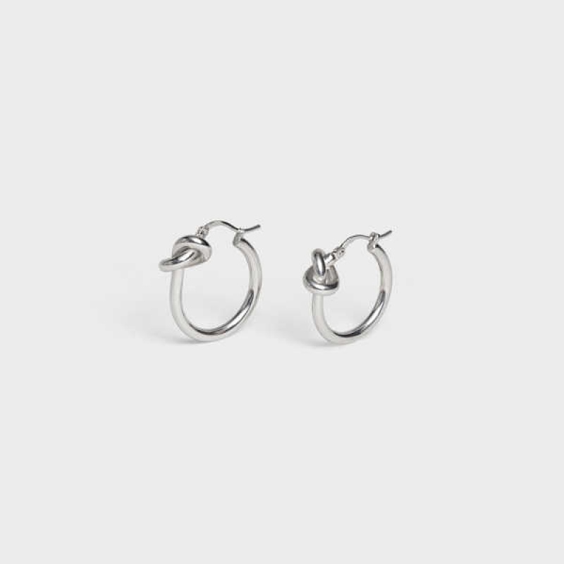 Celine Knot Small Hoops In Brass With Rhodium Finish Oorbellen Zilver | CL-592312