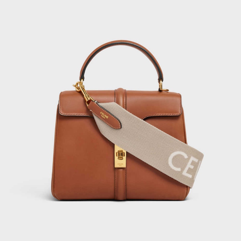 Celine Kort Riemen In Wol With Jacquard With Gold Finishing Kleine Lederwaren Beige Wit | CL-592915