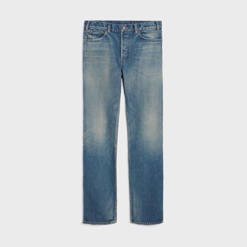 Celine Kurt Jeans In Trail Wash Denim Broek Lichtturkoois | CL-592049