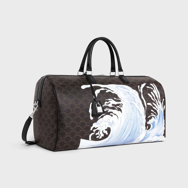 Celine Large In Triomphe Canvas With David Weiss Wave Print Reistas Zwart | CL-591819