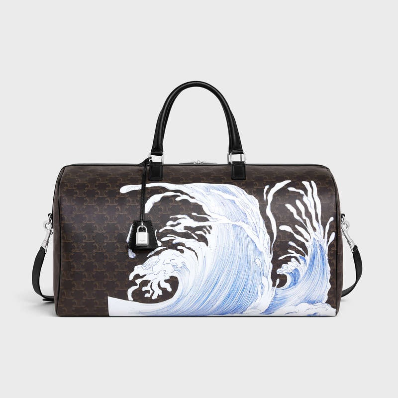 Celine Large In Triomphe Canvas With David Weiss Wave Print Reistas Zwart | CL-591819