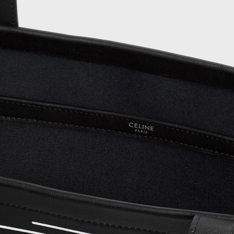 Celine Large Squared In Calfskin With Celine Wiltern Print Cabas Zwart | CL-591829