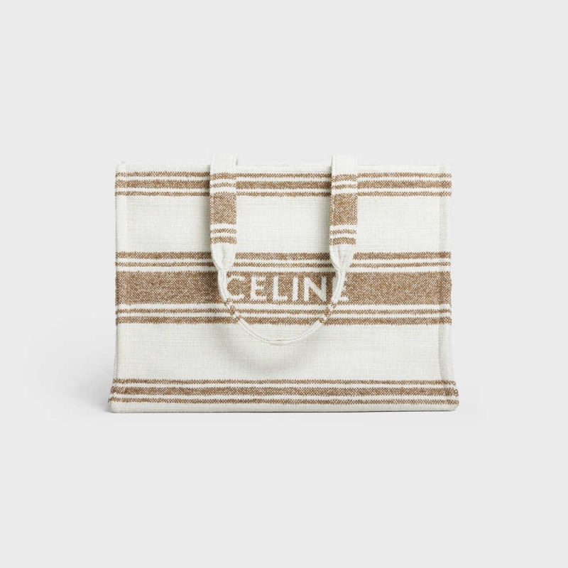 Celine Large Thais In Gestreept Textiel With Jacquard Cabas Bruin Bruin | CL-593074