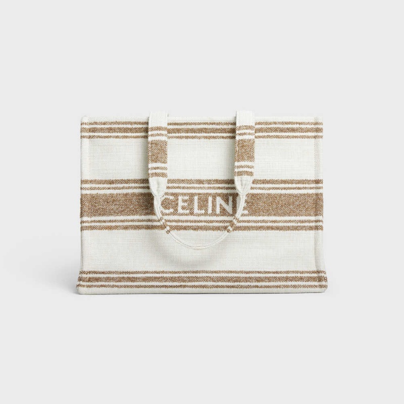 Celine Large Thais In Gestreept Textiel With Jacquard Cabas Bruin Bruin | CL-593074