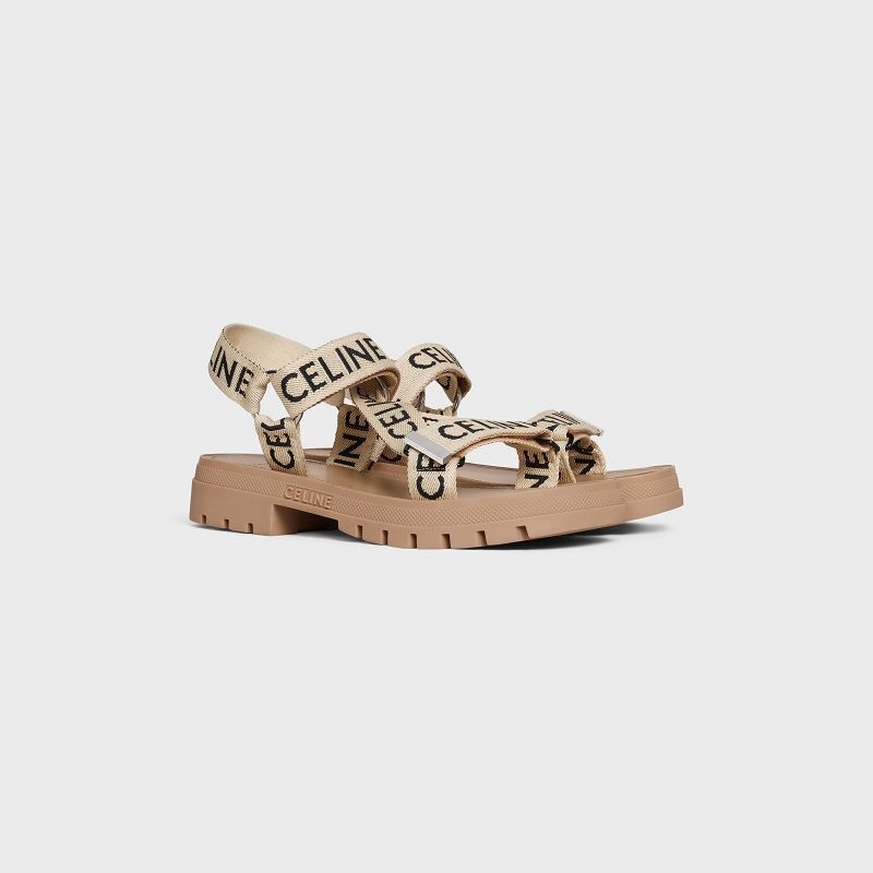 Celine Leo Bandjes In With Jacquard Sandalen Bruin Zwart | CL-591893