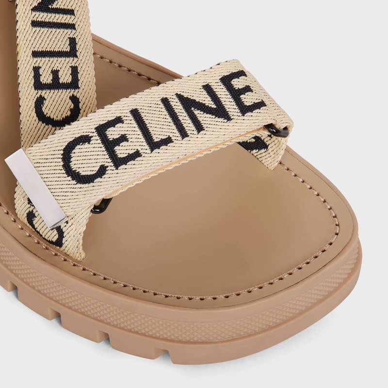 Celine Leo Bandjes In With Jacquard Sandalen Bruin Zwart | CL-591893