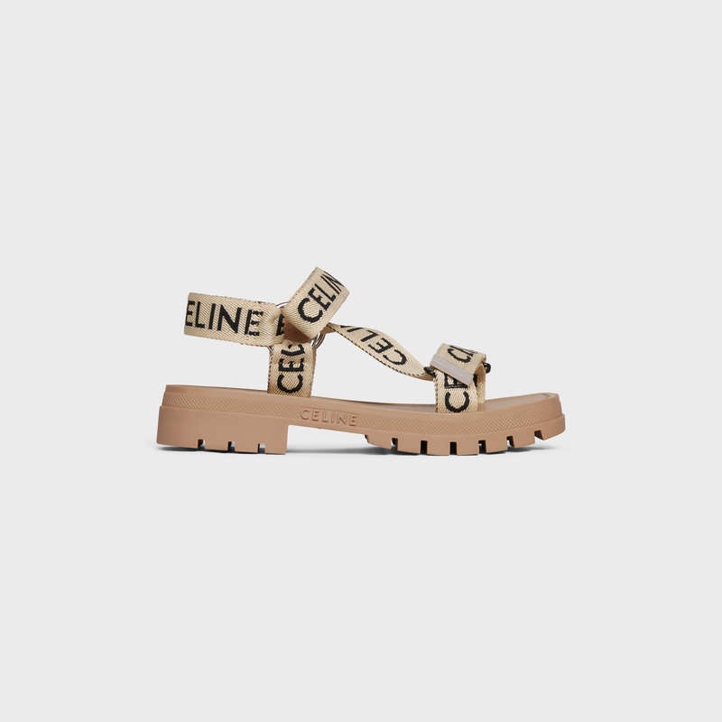 Celine Leo Bandjes In With Jacquard Sandalen Bruin Zwart | CL-591893