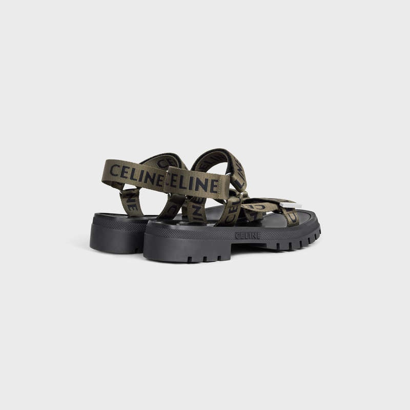 Celine Leo Bandjes In With Jacquard Sandalen Khaki Zwart | CL-591892