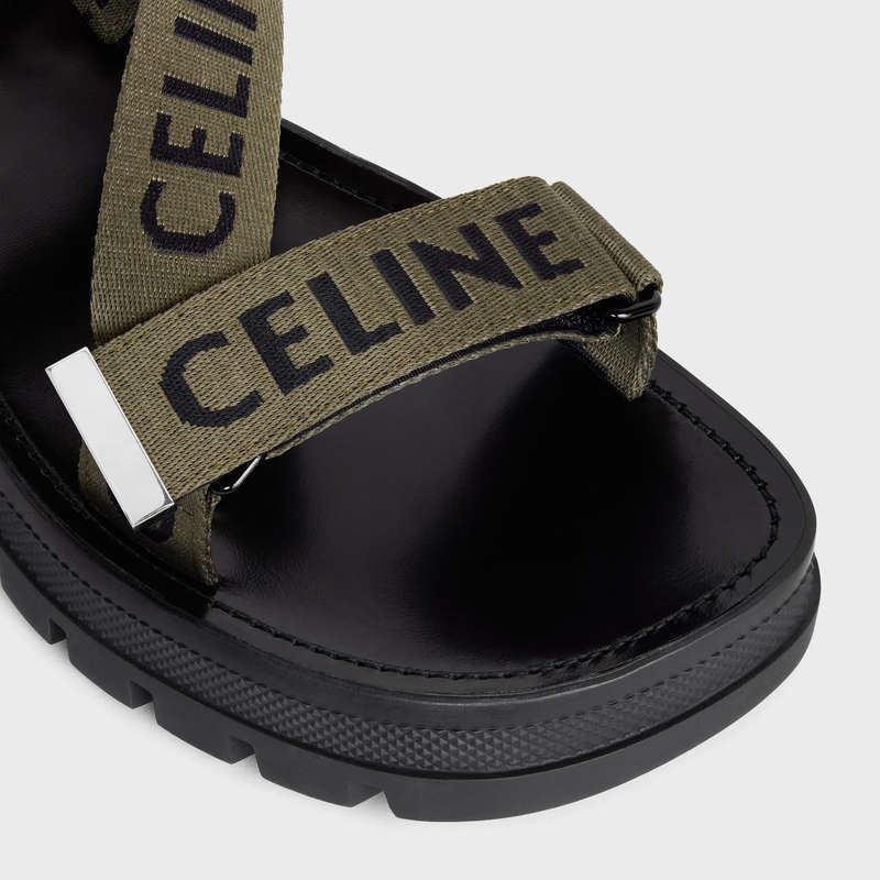 Celine Leo Bandjes In With Jacquard Sandalen Khaki Zwart | CL-591892