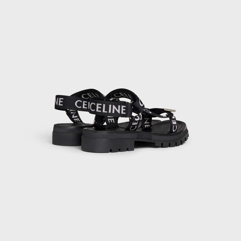 Celine Leo Bandjes In With Jacquard Sandalen Zwart Wit | CL-591891