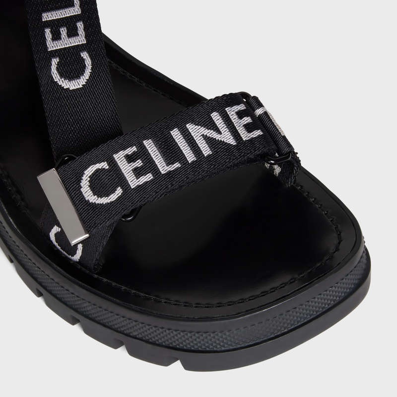 Celine Leo Bandjes In With Jacquard Sandalen Zwart Wit | CL-591891