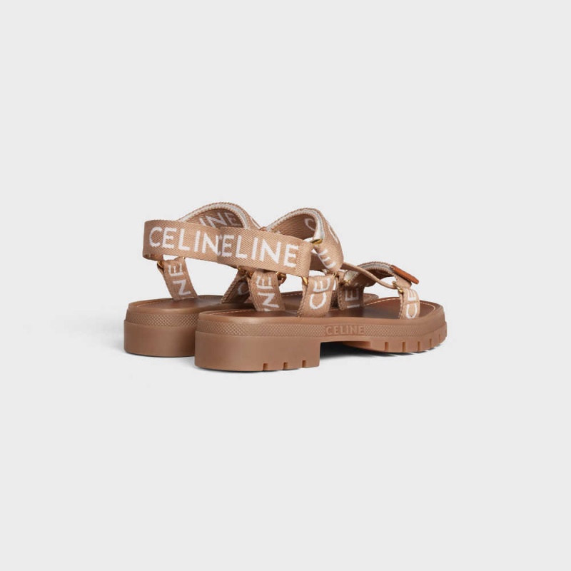 Celine Leo Bandjes In Wol With Jacquard Sandalen Lichtbeige Wit | CL-592592