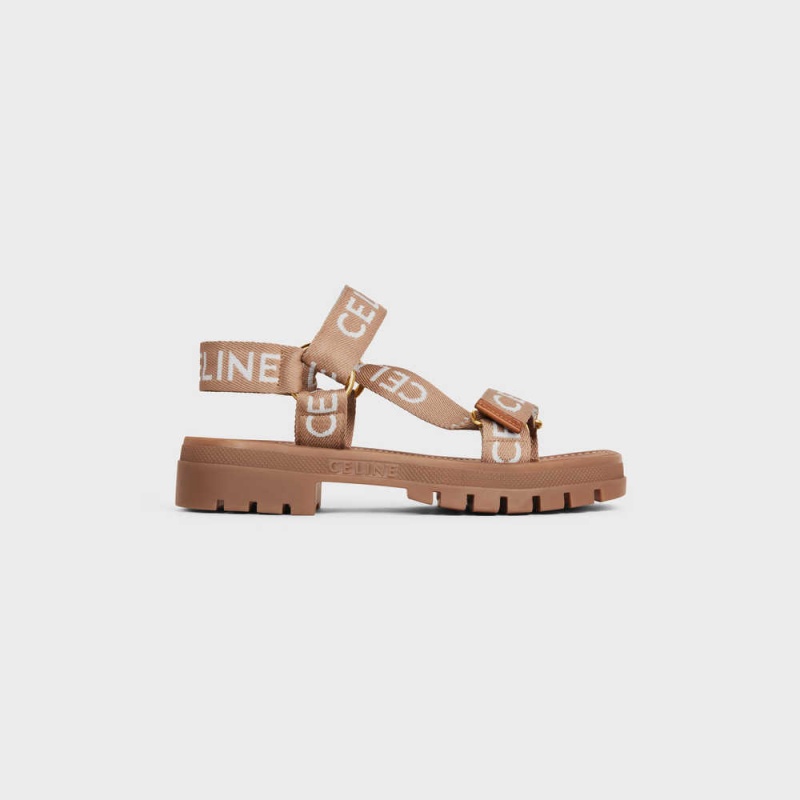 Celine Leo Bandjes In Wol With Jacquard Sandalen Lichtbeige Wit | CL-592592