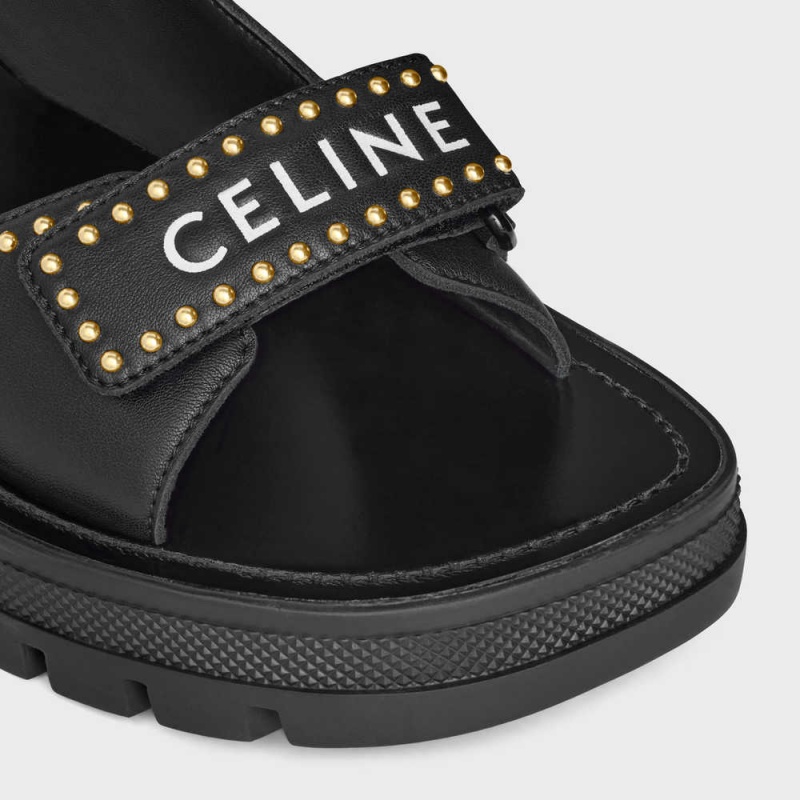 Celine Leo Studded Chunky In Calfskin Sandalen Zwart | CL-592593