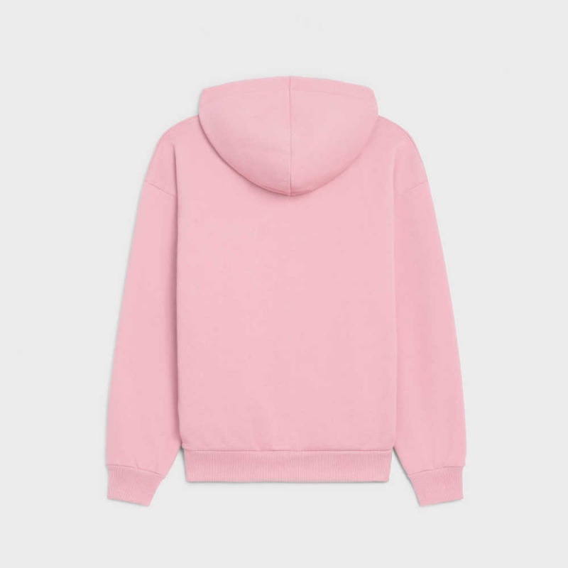 Celine Loose Hoodie In Katoenen Fleece Sweatshirts Roze Wit | CL-592806