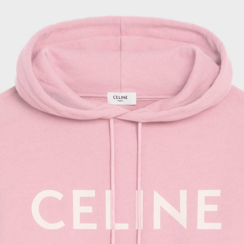 Celine Loose Hoodie In Katoenen Fleece Sweatshirts Roze Wit | CL-592806