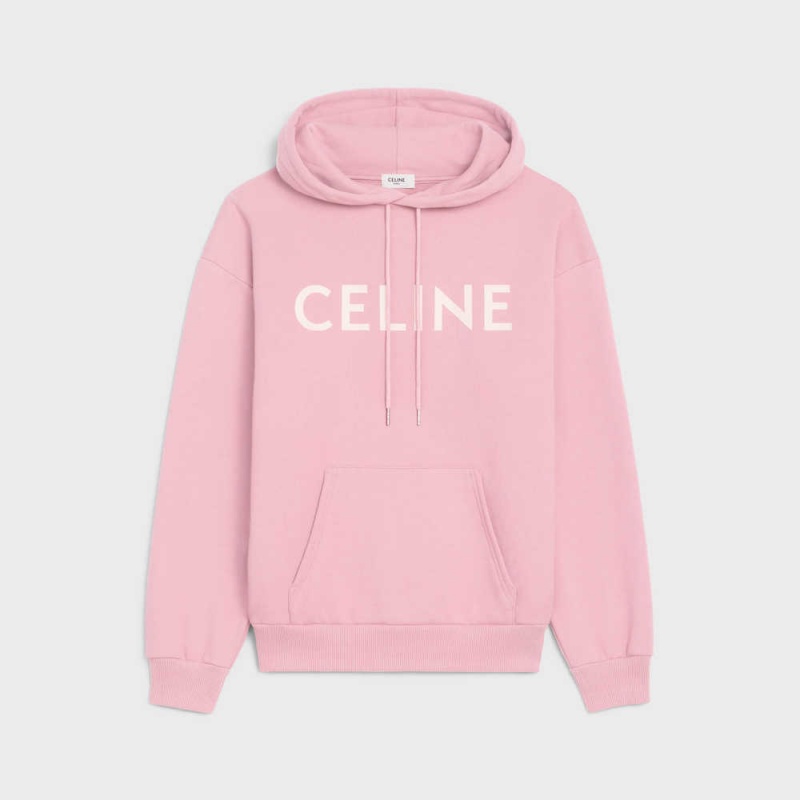 Celine Loose Hoodie In Katoenen Fleece Sweatshirts Roze Wit | CL-592806