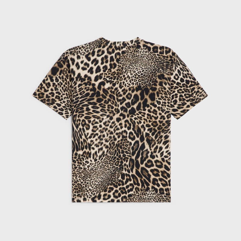 Celine Loose In Katoenen Jersey T-shirt Leopard | CL-592135