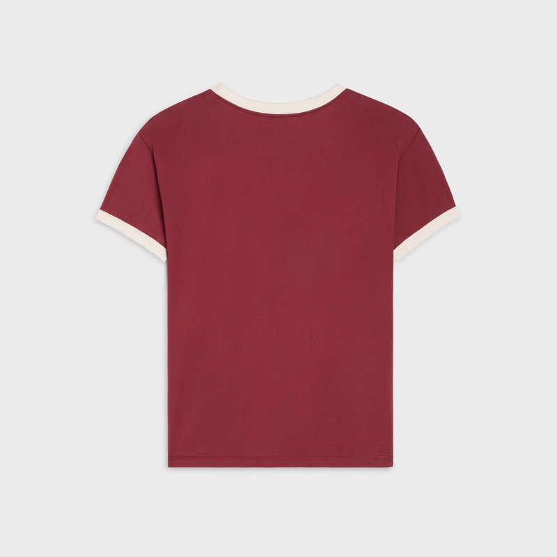 Celine Loose In Katoenen Jersey T-shirt Rood Paars Wit | CL-592126