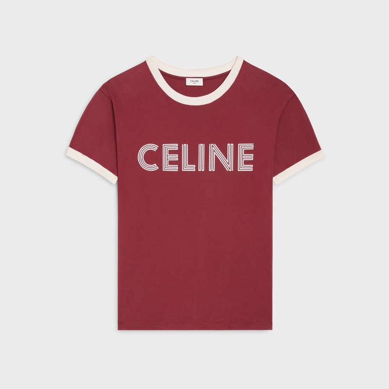 Celine Loose In Katoenen Jersey T-shirt Rood Paars Wit | CL-592126