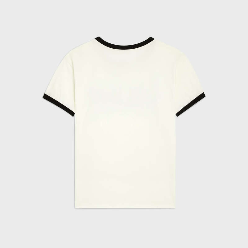 Celine Loose In Katoenen Jersey T-shirt Wit Zwart | CL-592125