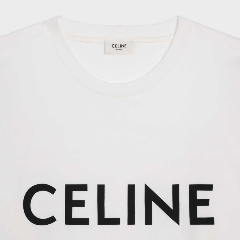 Celine Loose In Katoenen Jersey T-shirt Wit | CL-592795