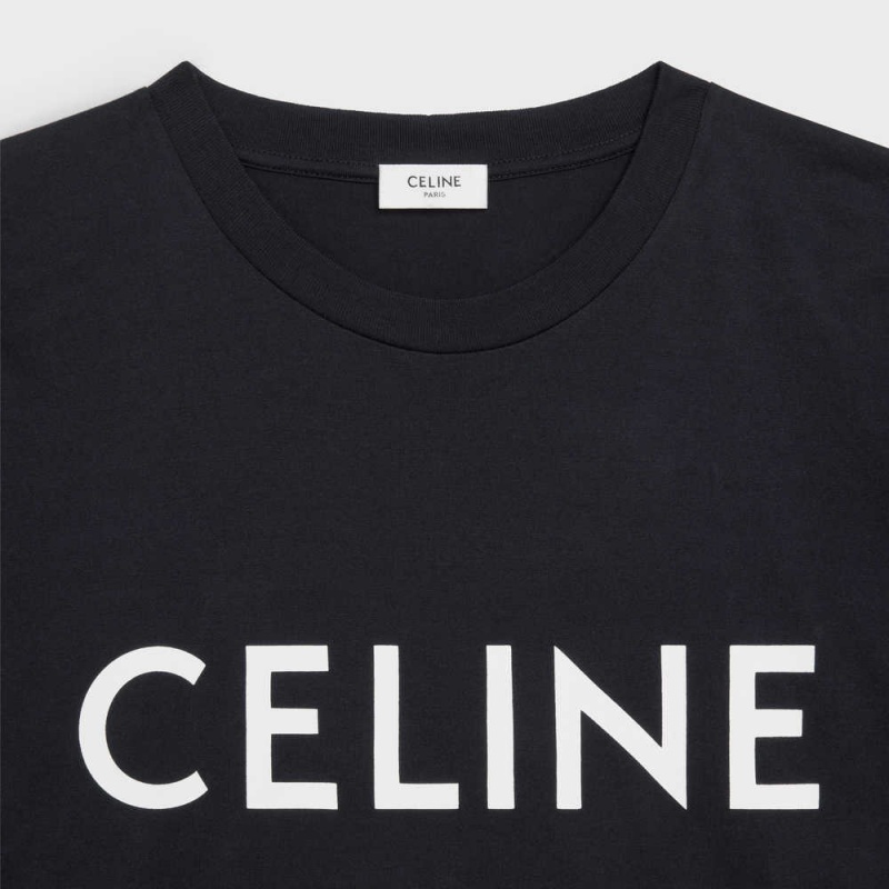 Celine Loose In Katoenen Jersey T-shirt Zwart Wit | CL-592793