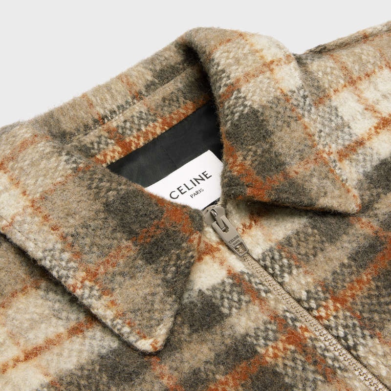 Celine Loose Teddy In Brushed Checked Tweed Blousons Gekleurd | CL-591940