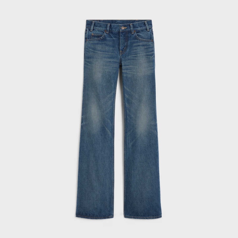 Celine Low Flare Jeans In Dark Union Wash Denim Broek Donkerlichtturkoois | CL-592723