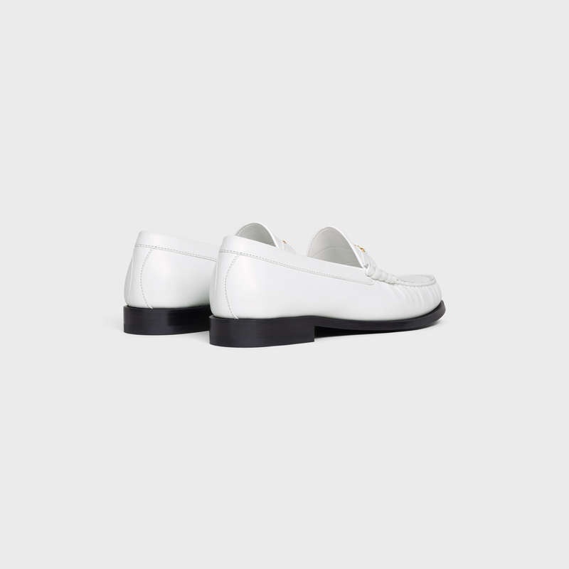 Celine Luco Triomphe In Polished Bullskin Loafers Wit | CL-591887