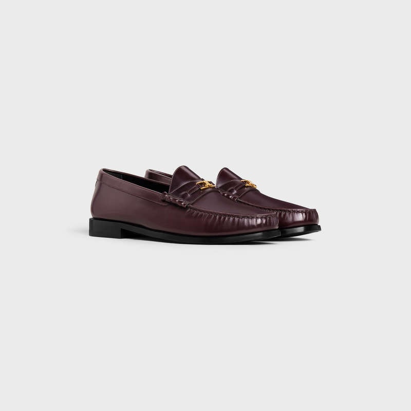 Celine Luco Triomphe In Polished Bullskin Loafers Bordeaux | CL-591885